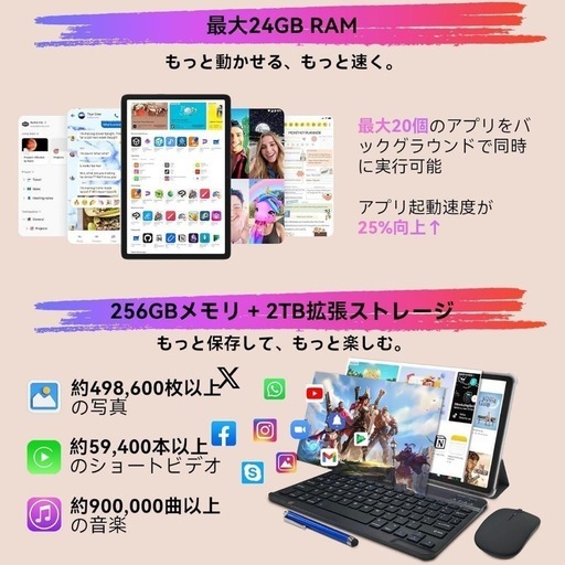 【新品】★お値下げしました★Android14 AI タブレット 10インチ Wi-Fiモデル 24GB RAM + 256GB RO
