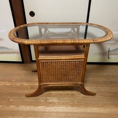 籐製テーブル　籐家具　レトロ　中古の画像