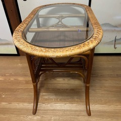 籐製テーブル　籐家具　レトロ　中古の画像