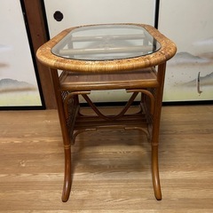 籐製テーブル　籐家具　レトロ　中古の画像