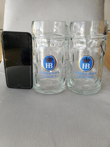 【未使用】ドイツミュンヘン 0.5リットルHB hofbrauhausビアジョッキ 2個