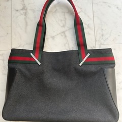 GUCCI ダークグレー  シェリーライン　トートバッグ