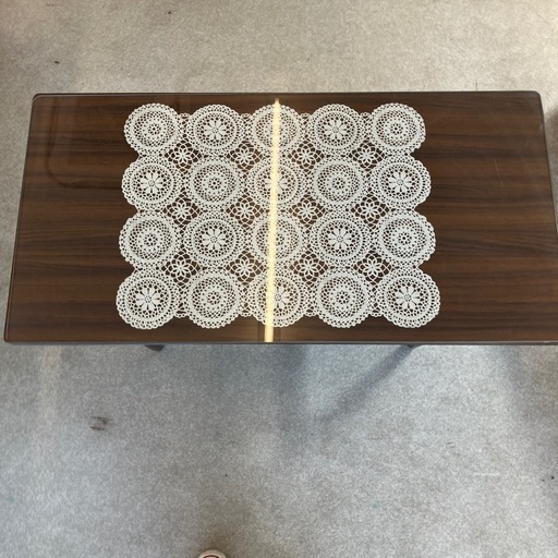 K2502-003 配送不可 ローテーブル ガラス板付き キズ汚れ有り