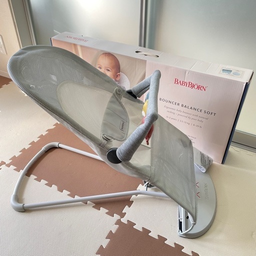 ベビービョルン バウンサーバランスソフト Air 生後1カ月頃~ シルバー/ホワイト 軽量、静音、折りたたみ