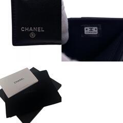 シャネル CHANEL 二つ折り財布 ラムスキン スモール ウォレット ブラック