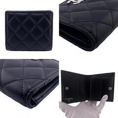 シャネル CHANEL 二つ折り財布 ラムスキン スモール ウォレット ブラック
