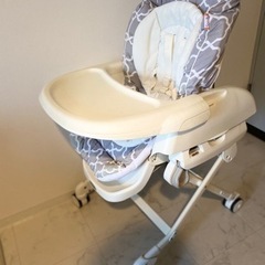 【値下げしました】☆コンビ☆新生児対応 ハイローチェア ネムリラ かわいいモロッカン柄カバー　テーブル・インナークッション付の画像