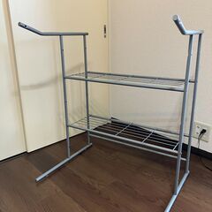 ハンガーパイプ付き押入れ収納棚 シルバー 幅75cm高さ90cm...