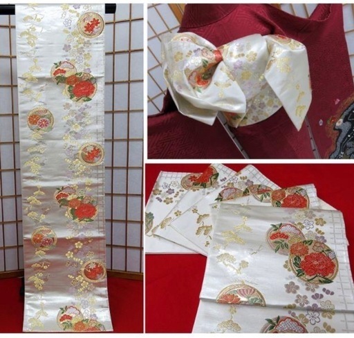 振袖6点セット 深紅 古典柄 金駒刺繍 絞り
