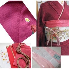 振袖6点セット 深紅 古典柄 金駒刺繍 絞りの画像
