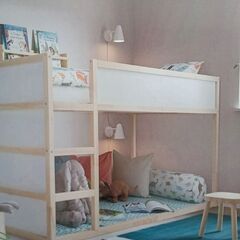 ★ジモティ割あり★ IKEA KURA キューラ　リバーシブルベッド ベージュ H209×D116×W99 クリーニング済み TK4328の画像
