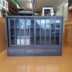 未使用訳あり 幅120 奥行38 高さ87 引戸 桐 キャビネット ダイニング リビング 収納棚 サイドボード キャビネット 和風キャビネットの画像