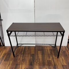 ドウシシャ ルミナスノワールデスク 作業台 スライド棚付き ウッドシェルフ スチールラック NO1175-HDの画像