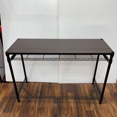 ドウシシャ ルミナスノワールデスク 作業台 スライド棚付き ウッドシェルフ スチールラック NO1175-HDの画像