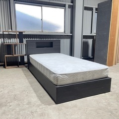 💥激安💥収納付きシングルベッド　マットレスセット　コンセントとラ...