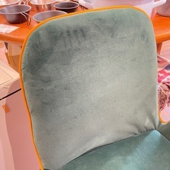 B7009 ダイニングチェア ベロア グリーン オレンジ 1脚の画像