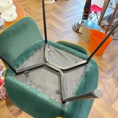 B7009 ダイニングチェア ベロア グリーン オレンジ 1脚の画像