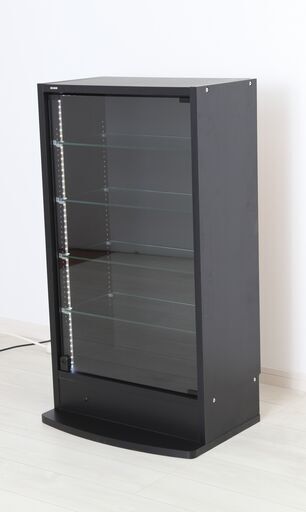 1点のみ【新品】コレクションラック レギュラー ロータイプ LEDライト付  ブラック お客様組立品 収納家具