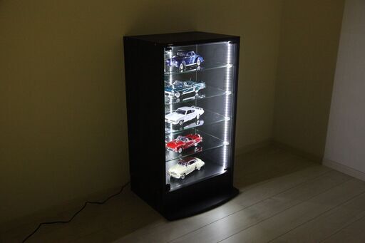 JAJANコレクションラック LED照明付きブラックガラスケース JAJAN コレクションケース led照明付き ガラス 扉 フィギュアケース