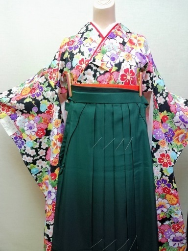 女子袴　 ダークグリーンぼかしL　ユーズド美品　 訳あり特価