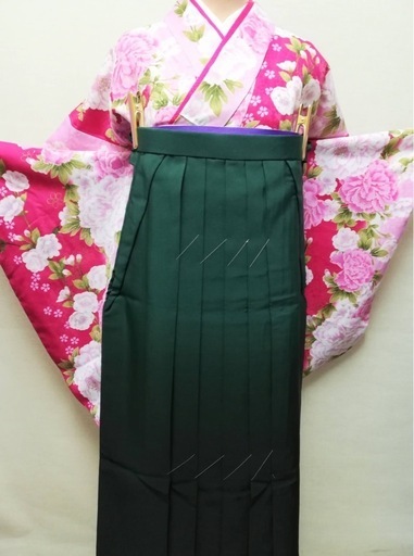 女子袴　 ダークグリーンぼかしL　ユーズド美品　 訳あり特価