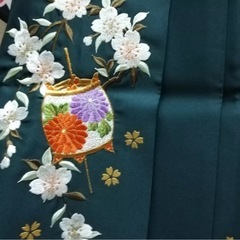 女子袴　朱茶＆深緑
ぼかし刺繍　 LLユーズド美品の画像