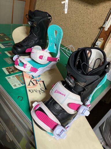 スノボ女性用フルセット、靴HEAD（BOAタイプ）24cm、kissmarkバイン、板サロモンの１３９ｃｍ、初心者に最適な３点セットです。