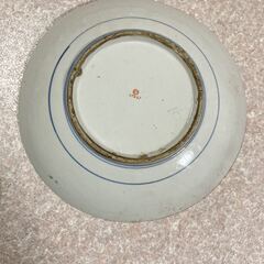 牡丹絵印判色絵和皿　和風大皿 色絵大皿　直径約24cmの画像