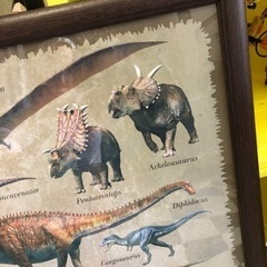 恐竜展 特大 恐竜ポスター 恐竜 絵画 イラスト アート A1額縁入りの画像