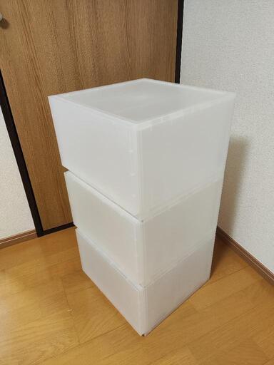 (美品)システムケース240 ダブル ナチュラルホワイト(収納・半透明・チェスト)