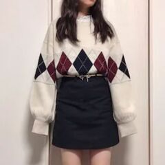 ほぼ未使用　アーガイルニット