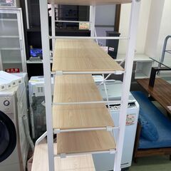 【リサイクルショップ　ピカソ　小松原】💻✨ LOWYA 可動棚付きハイタイプパソコンデスク ホワイトメープル 幅76cm ✨📚★0612★の画像