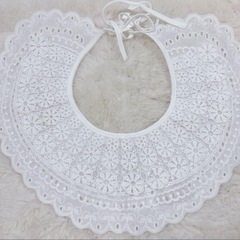 付け襟　レース　リボン　白　キッズ　三段襟　刺繍　卒園　入学　フォーマル　1 の画像
