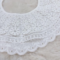 付け襟　レース　リボン　白　キッズ　三段襟　刺繍　卒園　入学　フォーマル　1 の画像