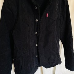 スヌーピー刺繍 黒 コーデュロイジャケットXLサイズの画像