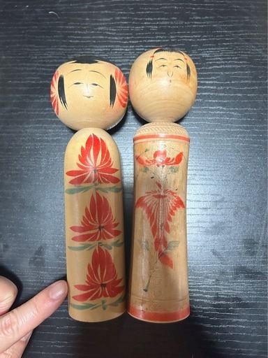 花柄こけし人形2体セット