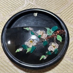天然石 花モチーフ 丸型装飾品