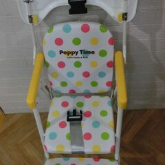 ■ 西松屋 ハイチェア 6ヵ月~5才位迄 美品 Peppy Time 水玉 ■テーブルで家族と一緒にゴハン！♪の画像