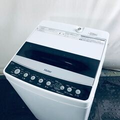 ID:sg219030 ハイアール Haier 洗濯機 一人暮らし 中古 2021年製 全自動洗濯機 4.5kg ブラック 送風 乾燥機能付き JW-C45D(K)  【リユース品：状態B】【送料無料】【設置費用無料】