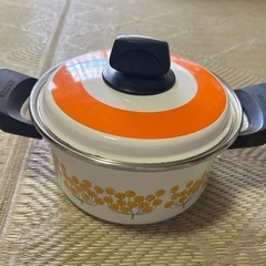 象印 ホーロー鍋 オレンジと白のストライプ ENATOP