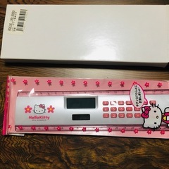 【ジャンク品】ハローキティ　電卓付き定規(シルバー)