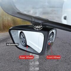 ユニバーサルフィット360°調節可能なブラインドスポットミラー車用 - フラットレンズ、卵形、フロントおよびリアホイール用広角ビュー、HDクリアガラスの画像