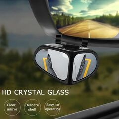 ユニバーサルフィット360°調節可能なブラインドスポットミラー車用 - フラットレンズ、卵形、フロントおよびリアホイール用広角ビュー、HDクリアガラスの画像