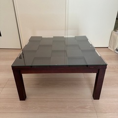 テーブル　ウッド　ガラス