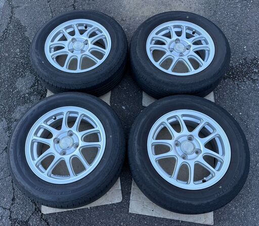 MANARAY ROADLINE14インチ 5.5J 4穴 PCD100 +42  185/65R14 ラジアルタイヤアルミ4本セット