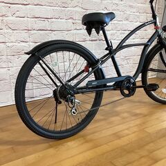 【完売御礼】【大人用/展示車】整備済 ビーチクルーザー風 自転車 26インチ 新古自転車 黒色<自転車のオオムラ 静岡店>の画像
