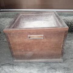欅箱火鉢　一辺長さ約３２cm　高さ約２４.５cm　古民具骨董インテリアの画像