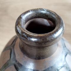 丹波焼 壺 棒縞文様 オブジェ 置物 花瓶 花器　/TJ-2329 2Fの画像