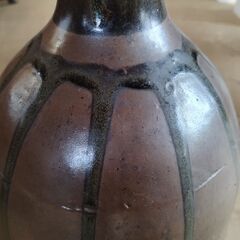 丹波焼 壺 棒縞文様 オブジェ 置物 花瓶 花器　/TJ-2329 2Fの画像