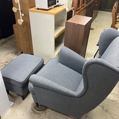 ☆値下げ☆ロ2502-682 IKEA ストラッドモン 1人掛け ソファ オットマン付き キズ汚れ有りの画像